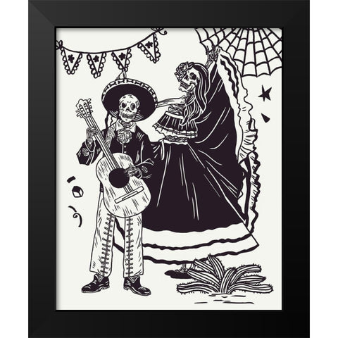 Day of the Dead Parade II Black Modern Wood Framed Art Print by Wang, Melissa