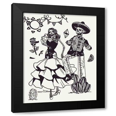 Day of the Dead Parade III Black Modern Wood Framed Art Print with Double Matting by Wang, Melissa