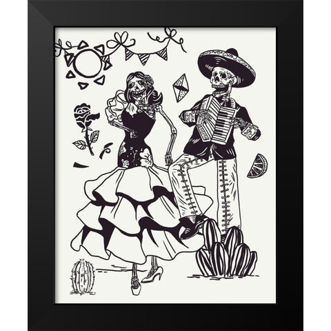 Day of the Dead Parade III Black Modern Wood Framed Art Print by Wang, Melissa
