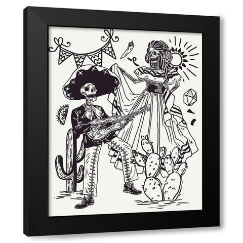 Day of the Dead Parade IV Black Modern Wood Framed Art Print with Double Matting by Wang, Melissa