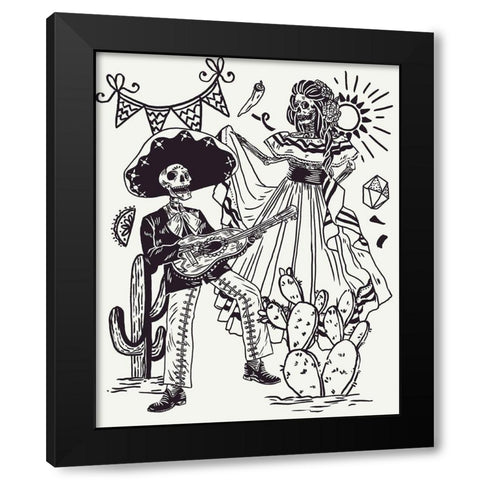 Day of the Dead Parade IV Black Modern Wood Framed Art Print by Wang, Melissa