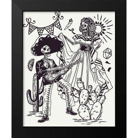 Day of the Dead Parade IV Black Modern Wood Framed Art Print by Wang, Melissa