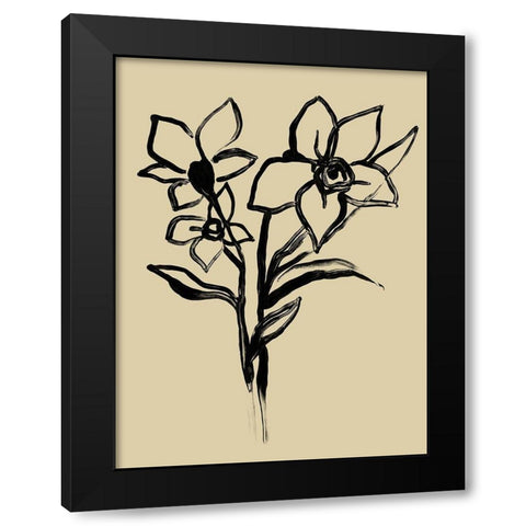 Inkwash Floral I Black Modern Wood Framed Art Print by Vess, June Erica