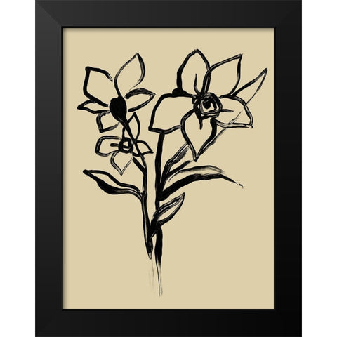 Inkwash Floral I Black Modern Wood Framed Art Print by Vess, June Erica