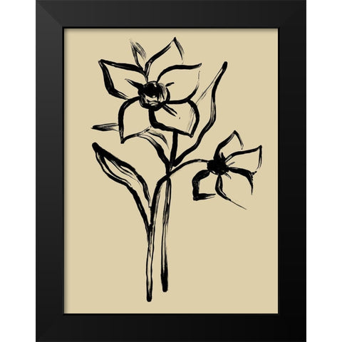 Inkwash Floral II Black Modern Wood Framed Art Print by Vess, June Erica