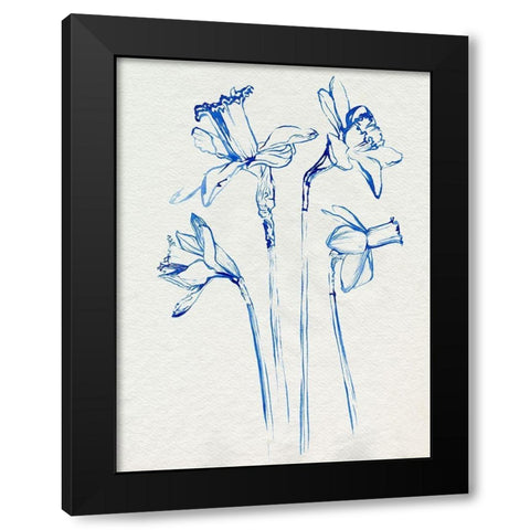 Inky Daffodils II Black Modern Wood Framed Art Print by Parker, Jennifer Paxton