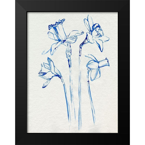 Inky Daffodils II Black Modern Wood Framed Art Print by Parker, Jennifer Paxton