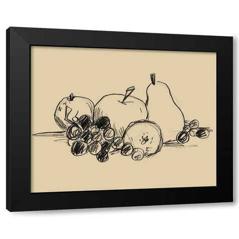 Graphite Fruit I Black Modern Wood Framed Art Print with Double Matting by Vess, June Erica