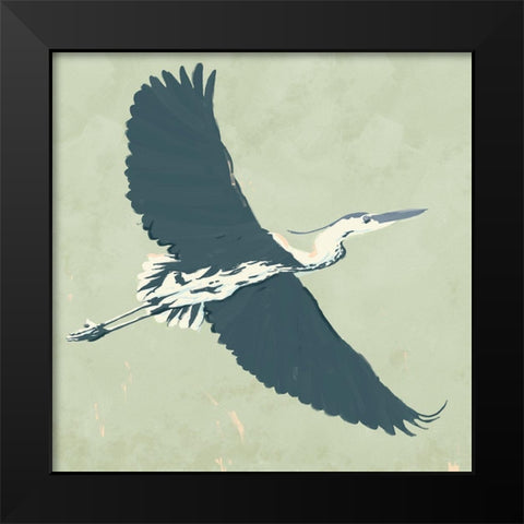 Heron Flying I Black Modern Wood Framed Art Print by Green, Jacob
