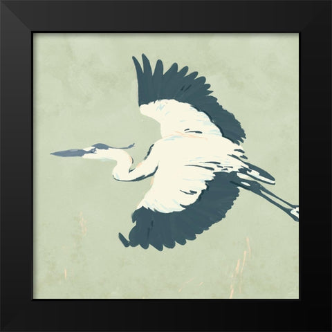 Heron Flying II Black Modern Wood Framed Art Print by Green, Jacob