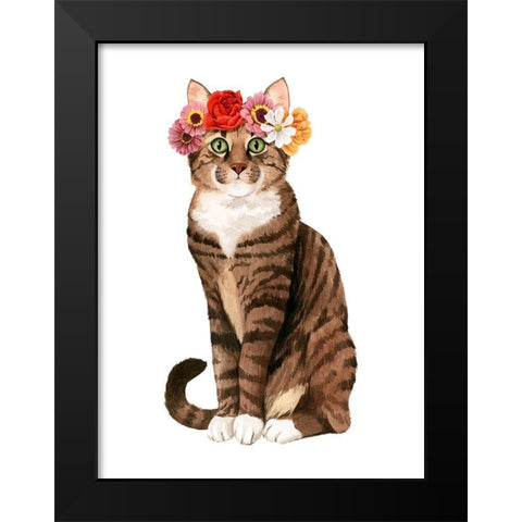 Flower Crown Cats II Black Modern Wood Framed Art Print by Popp, Grace