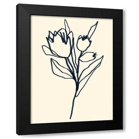 Floral Marker II Black Modern Wood Framed Art Print by Vess, June Erica