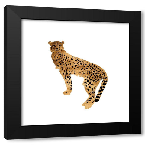 Golden Cheetah I Black Modern Wood Framed Art Print with Double Matting by Warren, Annie