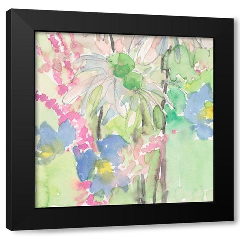 Watercolor Floral Accent I Black Modern Wood Framed Art Print by Dixon, Samuel