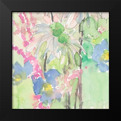 Watercolor Floral Accent I Black Modern Wood Framed Art Print by Dixon, Samuel