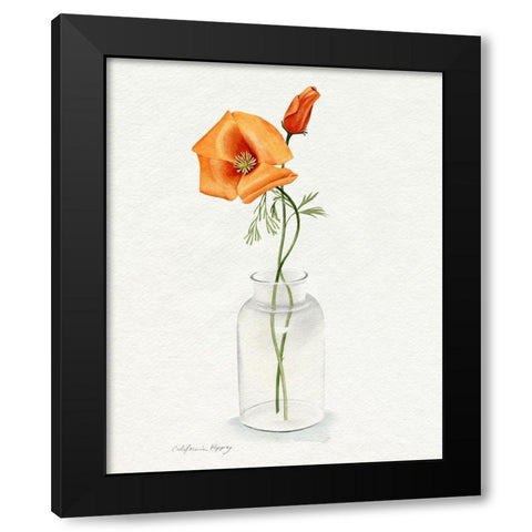 California Poppy Vase I Black Modern Wood Framed Art Print by Popp, Grace