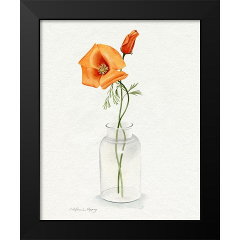 California Poppy Vase I Black Modern Wood Framed Art Print by Popp, Grace