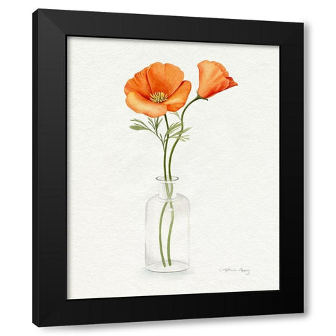 California Poppy Vase II Black Modern Wood Framed Art Print with Double Matting by Popp, Grace