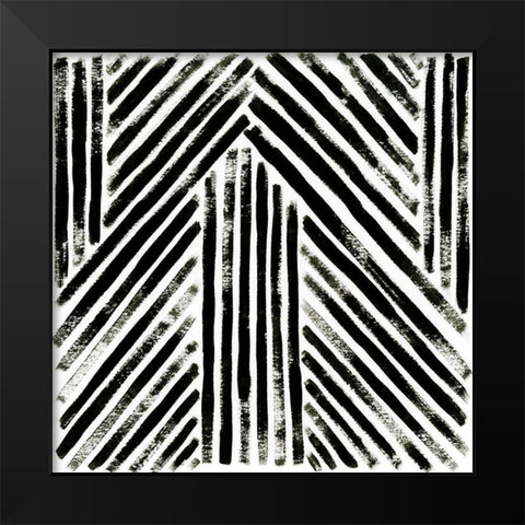 Concentric Ink II Black Modern Wood Framed Art Print by Vess, June Erica