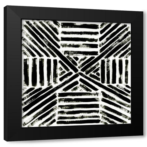 Concentric Ink III Black Modern Wood Framed Art Print by Vess, June Erica