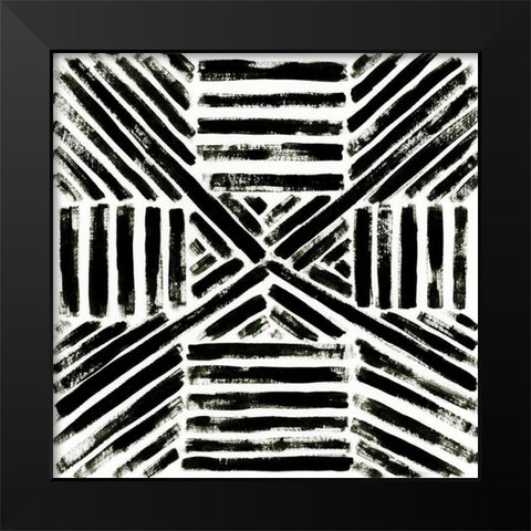 Concentric Ink III Black Modern Wood Framed Art Print by Vess, June Erica