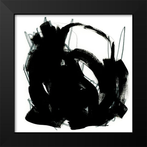 Onyx Trace I Black Modern Wood Framed Art Print by Vess, June Erica