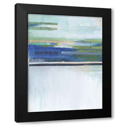 Blue Lapis Waterfall I Black Modern Wood Framed Art Print with Double Matting by Evans, Brittany