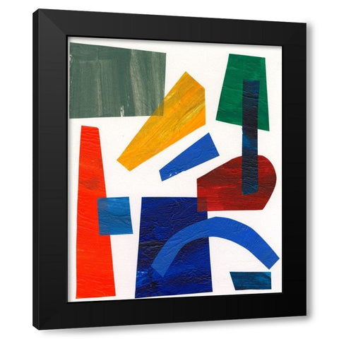 Colorful Shapes I Black Modern Wood Framed Art Print by Moore, Regina
