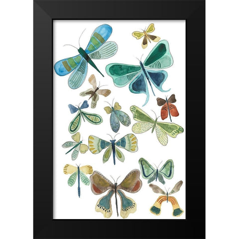 Wings Galore I Black Modern Wood Framed Art Print by Moore, Regina