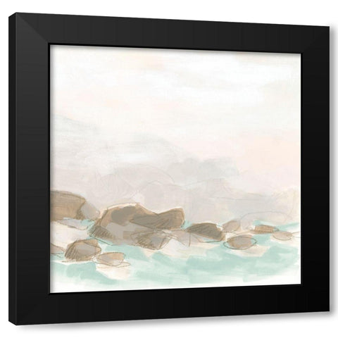 Beach Stones I Black Modern Wood Framed Art Print by Vess, June Erica