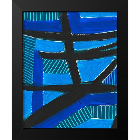Involved Blues I Black Modern Wood Framed Art Print by Moore, Regina