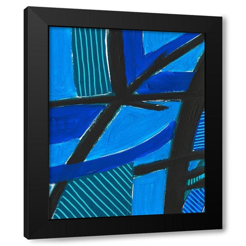 Involved Blues II Black Modern Wood Framed Art Print with Double Matting by Moore, Regina