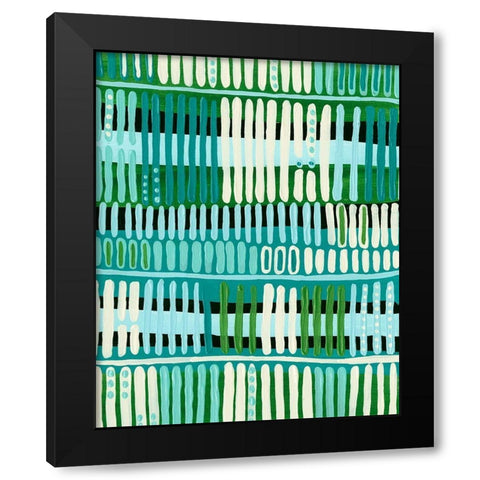Teal Pattern I Black Modern Wood Framed Art Print by Moore, Regina
