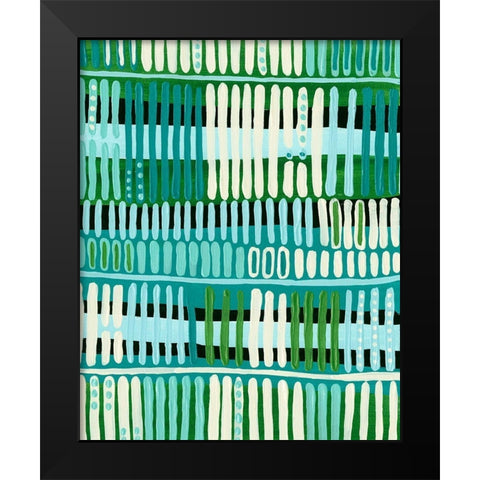 Teal Pattern I Black Modern Wood Framed Art Print by Moore, Regina