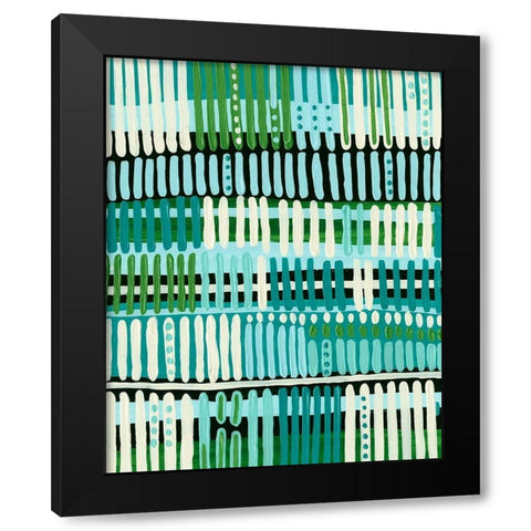 Teal Pattern II Black Modern Wood Framed Art Print with Double Matting by Moore, Regina