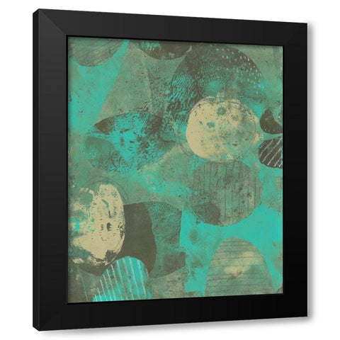 Minty Green Orbs I Black Modern Wood Framed Art Print by Moore, Regina