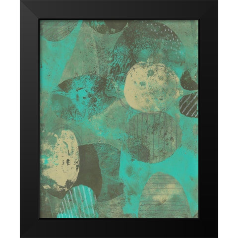 Minty Green Orbs I Black Modern Wood Framed Art Print by Moore, Regina
