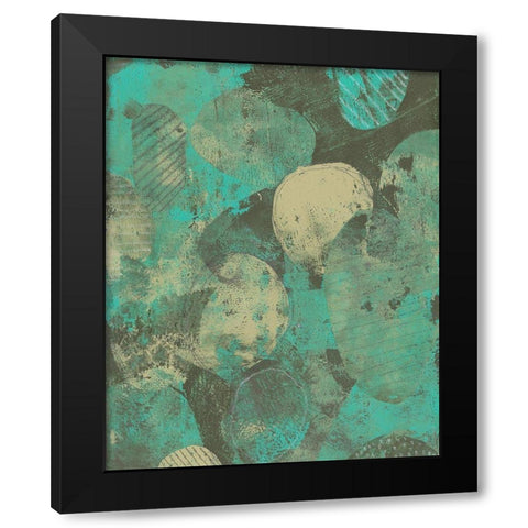 Minty Green Orbs II Black Modern Wood Framed Art Print with Double Matting by Moore, Regina