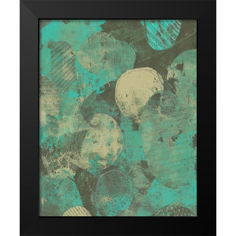 Minty Green Orbs II Black Modern Wood Framed Art Print by Moore, Regina