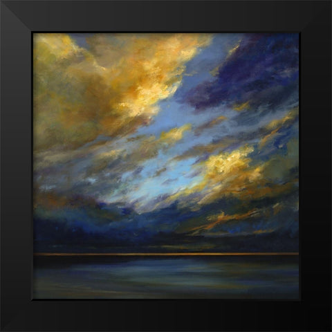 Golden Winds Black Modern Wood Framed Art Print by Finch, Sheila