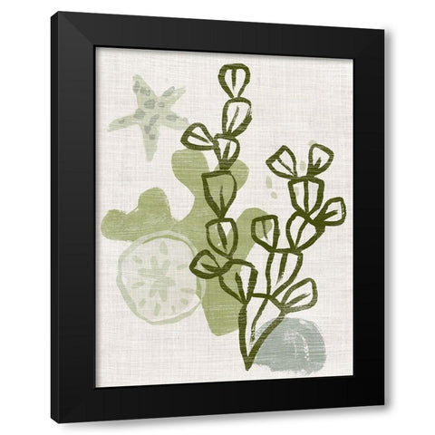 Coral Blockprint I Black Modern Wood Framed Art Print with Double Matting by Vess, June Erica