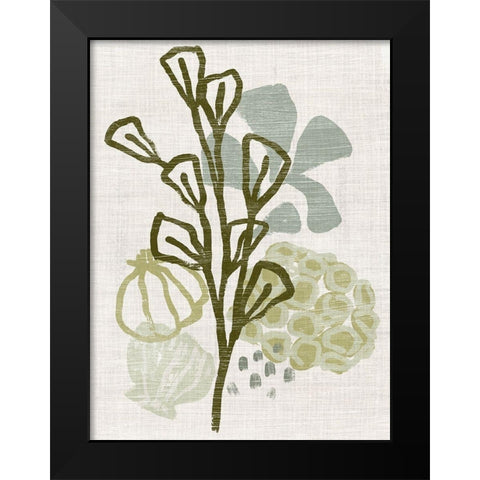 Coral Blockprint II Black Modern Wood Framed Art Print by Vess, June Erica