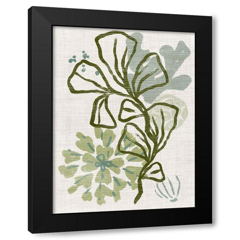 Coral Blockprint III Black Modern Wood Framed Art Print by Vess, June Erica