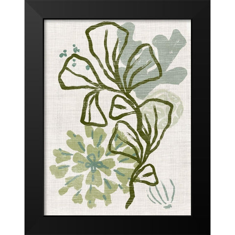 Coral Blockprint III Black Modern Wood Framed Art Print by Vess, June Erica