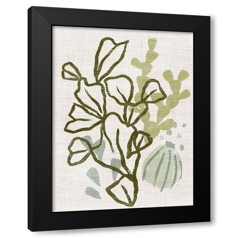 Coral Blockprint IV Black Modern Wood Framed Art Print with Double Matting by Vess, June Erica