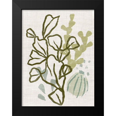 Coral Blockprint IV Black Modern Wood Framed Art Print by Vess, June Erica