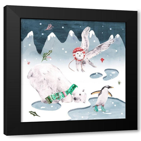 North Pole Friends IV Black Modern Wood Framed Art Print by Wang, Melissa