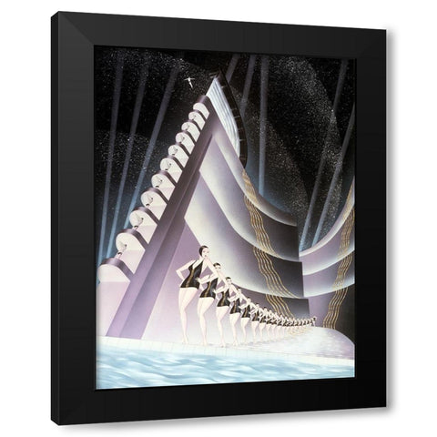 Aquacade Black Modern Wood Framed Art Print with Double Matting by Hoppe, Robert