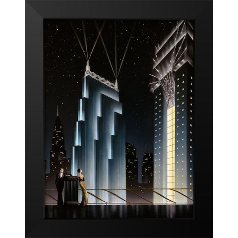 Into the Night Black Modern Wood Framed Art Print by Hoppe, Robert