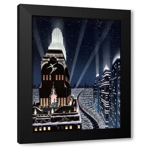 Rooftop Serenade Black Modern Wood Framed Art Print with Double Matting by Hoppe, Robert